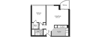 A black and white image of a house floor plan with a balcony.