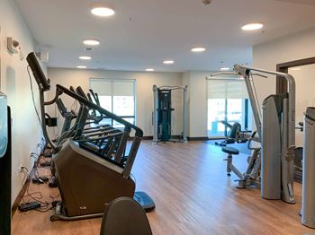 The fitness center with exercise machines