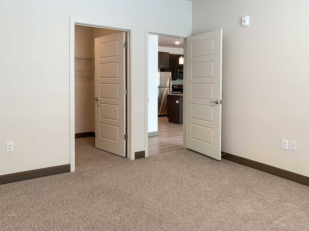 a bedroom with a walk-in closet