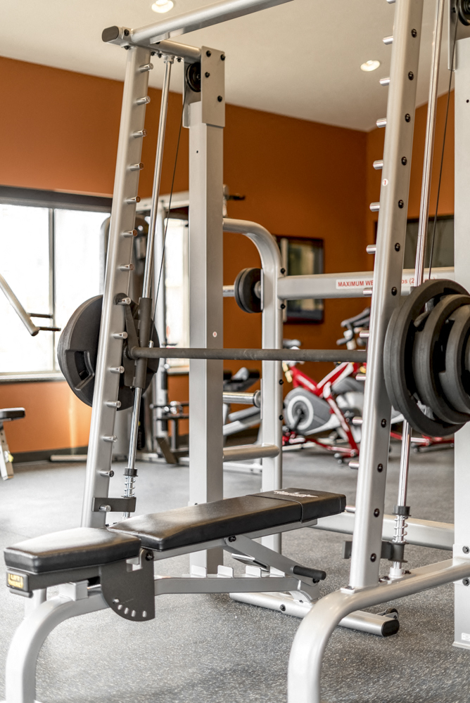 24-hour fitness center weightlifting equipment at 360 at Jordan West best new apartments West Des Moines IA 50266