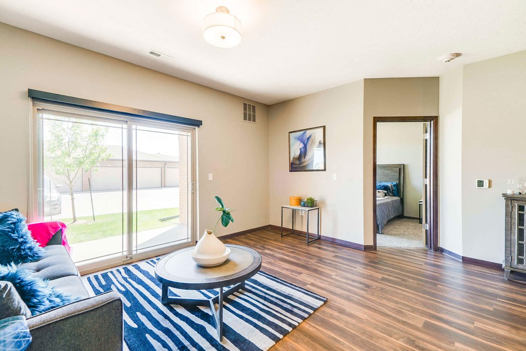 Comfortably spacious living area in a 2 bedroom apartment for rent at 360 at Jordan West best new apartments West Des Moines IA 50266