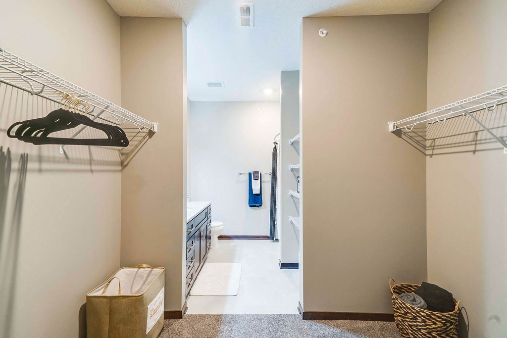 Extra storage, large closets, and large bathroom in of 2 bedroom apartment for rent at 360 at Jordan West best new apartments West Des Moines IA 50266