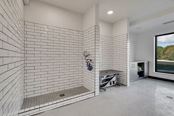 Tiled dog wash and grooming spa at Aspire at CityPlace luxury apartments 55125