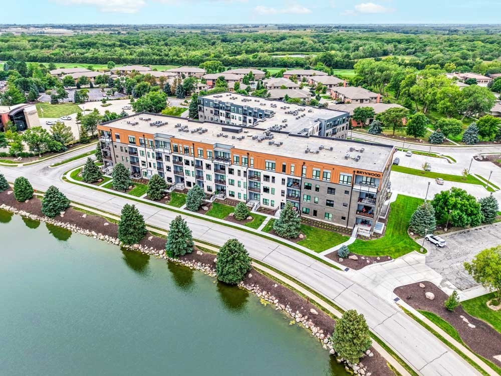 A luxury apartment building with views of the Wilderness Ridge golf course in the Wilderness Ridge neighborhood in Lincoln, NE.