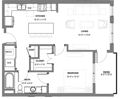 1 bedroom floor plan