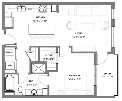 1 bedroom floor plan