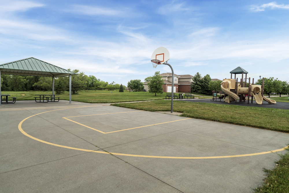 Basketball court at Schleich Park near Cascade Pines Duplex Homes in Lincoln NE