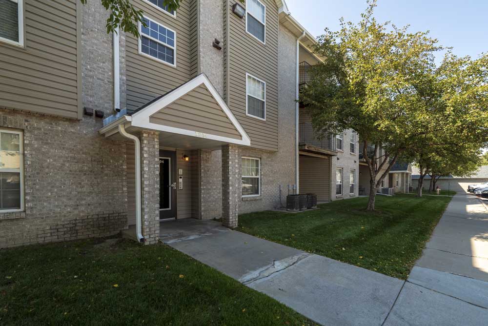 Controlled-access building entry at Eagle Run Apartments in northwest Omaha 68164