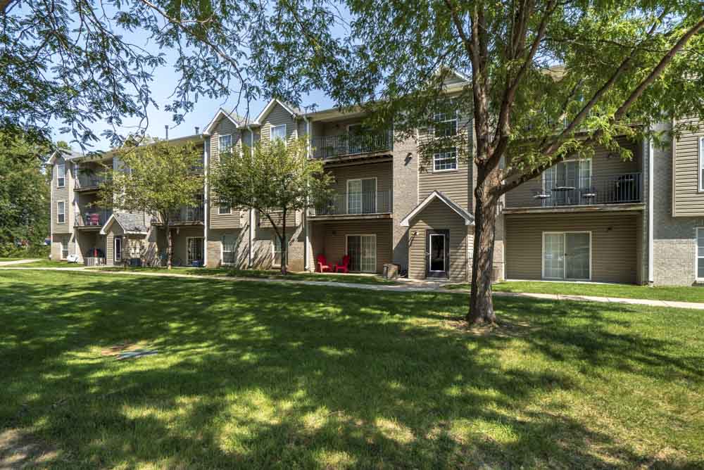 Greenspace around community at Eagle Run Apartments in northwest Omaha 68164