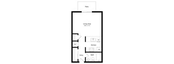 the studio Cass floorplan at the Fountain Glen Apartments in North Lincoln, NE