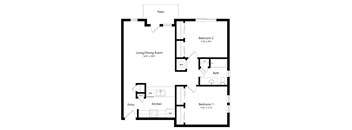the 2-bedroom Cedar floorplan at the Fountain Glen Apartments in North Lincoln, NE