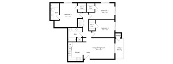 the 3-bedroom Cheyenne floorplan at the Fountain Glen Apartments in North Lincoln, NE
