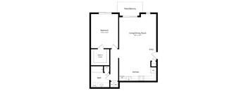 the 1-bedroom Douglas floorplan at the Fountain Glen Apartments in North Lincoln, NE
