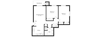 the 2-bedroom Jefferson floorplan at the Fountain Glen Apartments in North Lincoln, NE