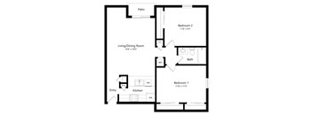 the 2-bedroom Platte floorplan at the Fountain Glen Apartments in North Lincoln, NE
