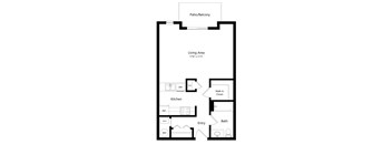 the studio Saline floorplan at the Fountain Glen Apartments in North Lincoln, NE