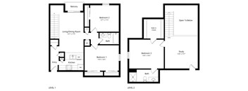 the 3-bedroom Seward floorplan at the Fountain Glen Apartments in North Lincoln, NE