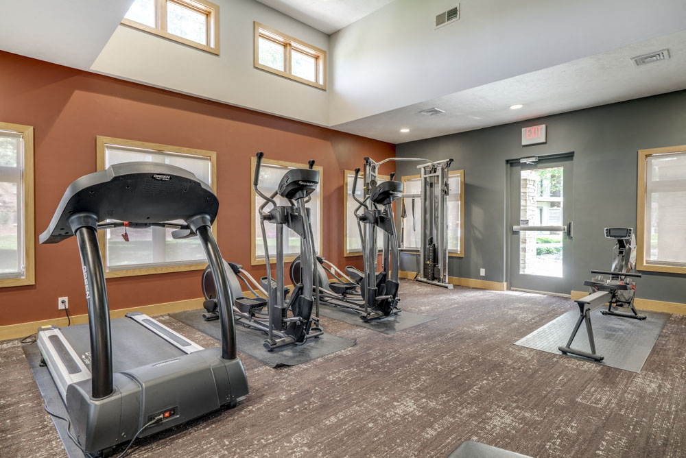 Cardio equipment in the fitness center at Fountain Glen Apartments!