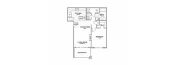 the 1-bedroom Echo flat floorplan at Grand Legacy in West Omaha, NE