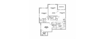 the 2-bedroom Vista flat floorplan at Grand Legacy in West Omaha, NE