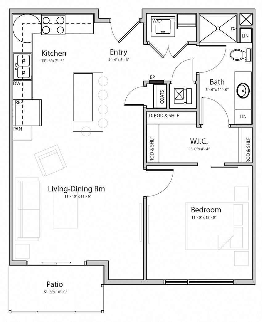Bliss (B1-1) one bedroom one bathroom at Haven at Uptown