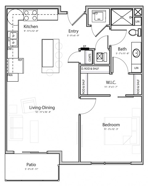 Bliss (B1-3) one bedroom one bathroom at Haven at Uptown