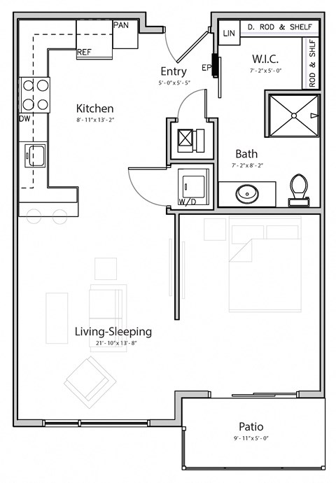 Element (A4.1) studio one bathroom at Haven at Uptown