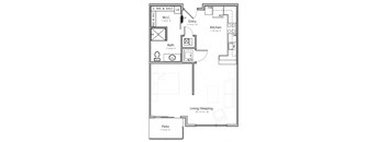 Element (A4.2) studio one bathroom at Haven at Uptown