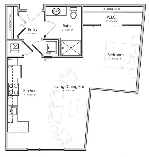 Harbor (A3) studio one bathroom at Haven at Uptown
