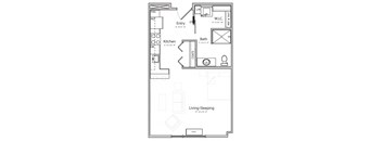 Harmony (A5) studio one bathroom at Haven at Uptown