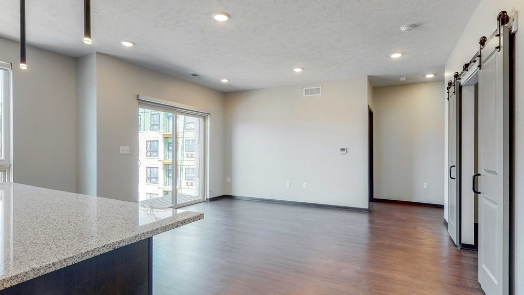 Spacious living-dining space at Haven at Uptown in Lincoln, NE