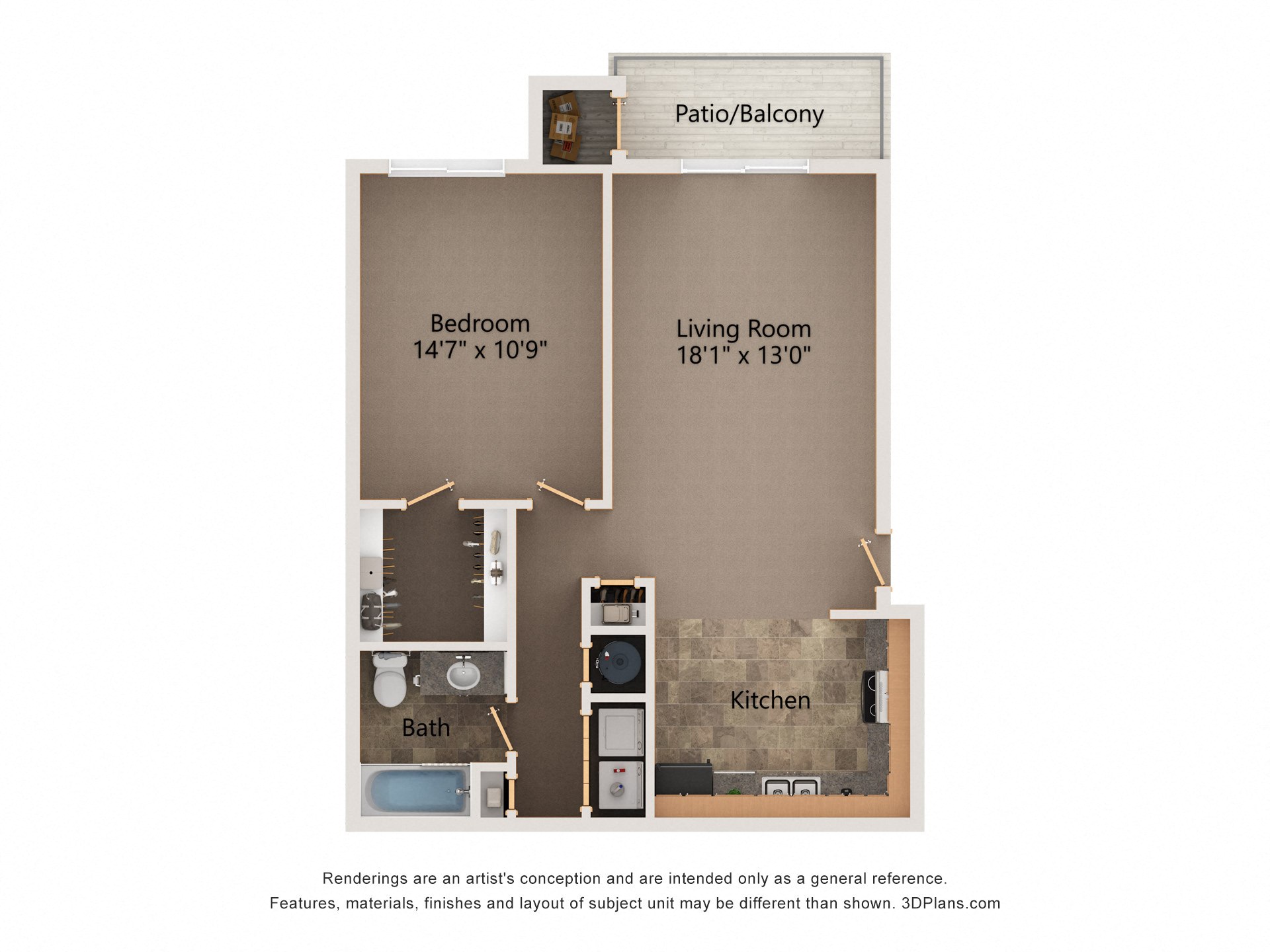 Spruce one bedroom floorplan at highland view apartments