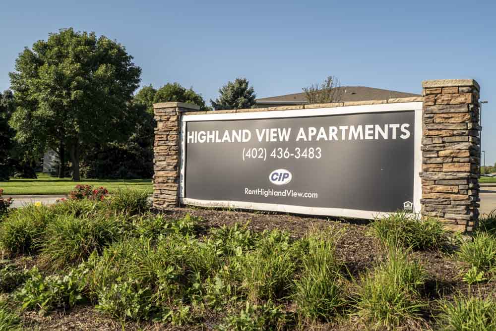 Signage outside Highland View that reads