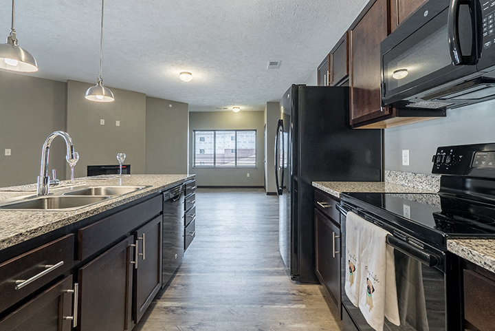 Large kitchen with lots of cabinets at North Pointe Villas