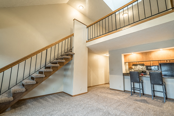 View of the open concept loft floorplan at Fountain Glen Apartments