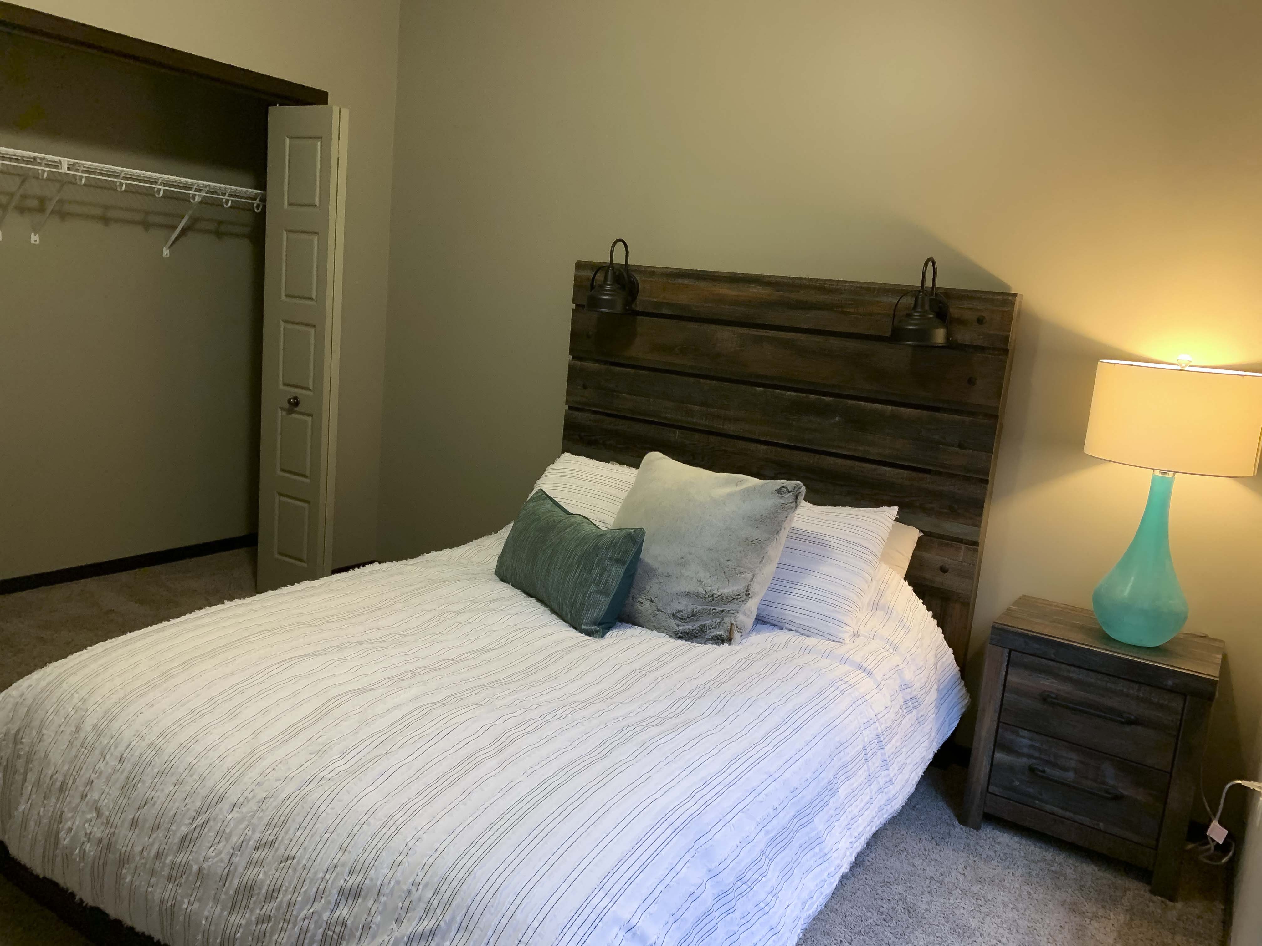 Bedroom with large closet at North Pointe Villas in north Lincoln