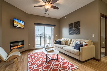 Interiors- Large and bright living room at the Villas of Omaha Butler Ridge in Omaha NE - Photo Gallery 23
