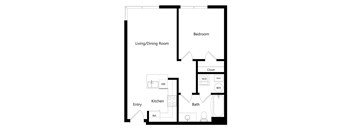 the one-bedroom Boston floor plan at Midtown Crossing Apartments in Omaha, NE
