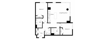 the two-bedroom Brooklyn floor plan at Midtown Crossing Apartments in Omaha, NE
