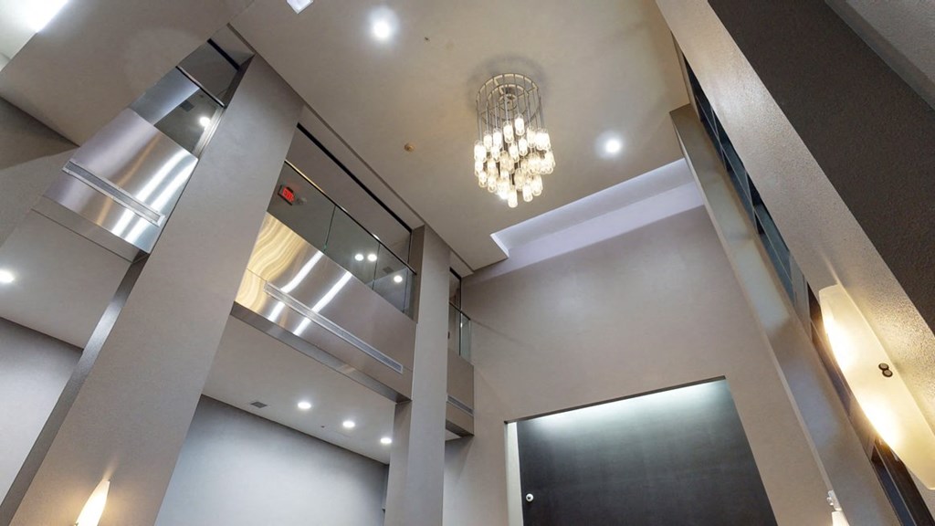 All about the details in the modern lobby at Midtown Crossing Apartments