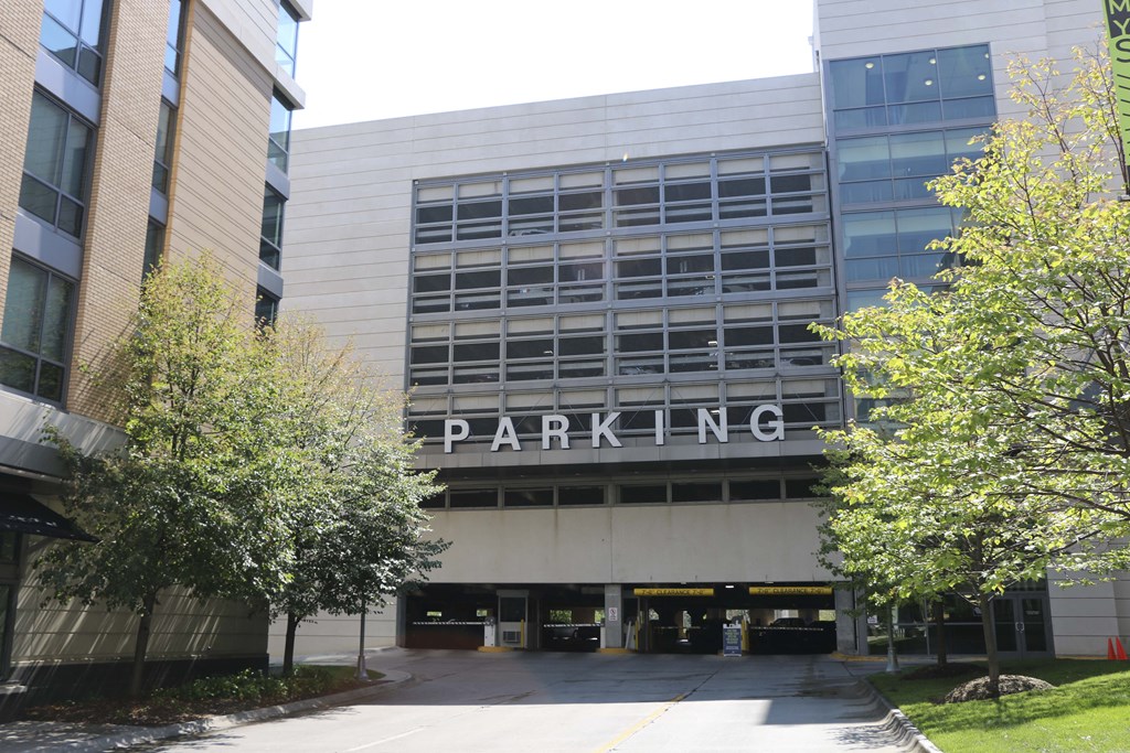 Easy access to parking at Midtown Crossing Apartments, Omaha, 68131