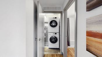 washer and dryer included at midtown crossing apartments in Omaha NE