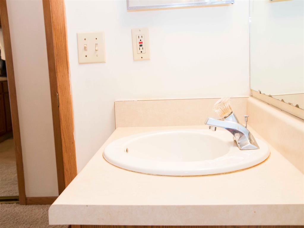 bathroom sink at Capitol View Apartments in Lincoln Nebraska