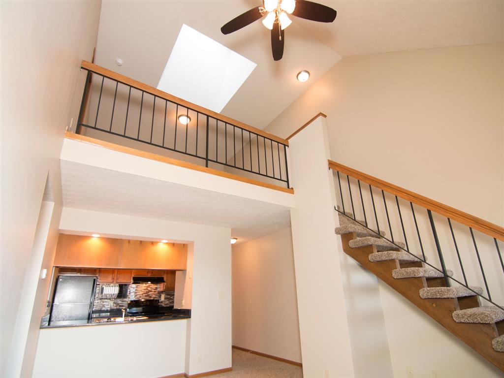interior shot looking up at the loft space at Fountain Glen Apartments in Lincoln Nebraska