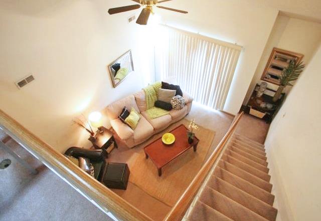 Interiors-Skyline View Apartments Living Area View from Loft in Lincoln NE