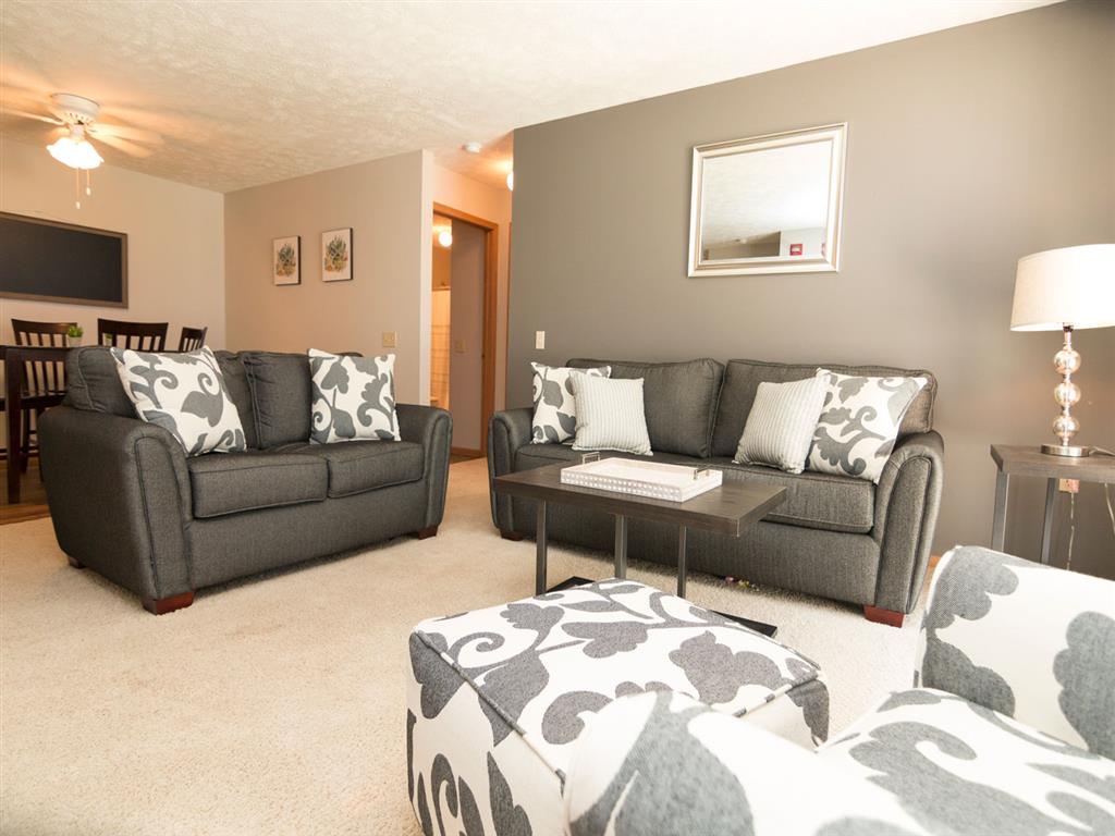 Large living room space at Eagle Run Apartments in Omaha, NE