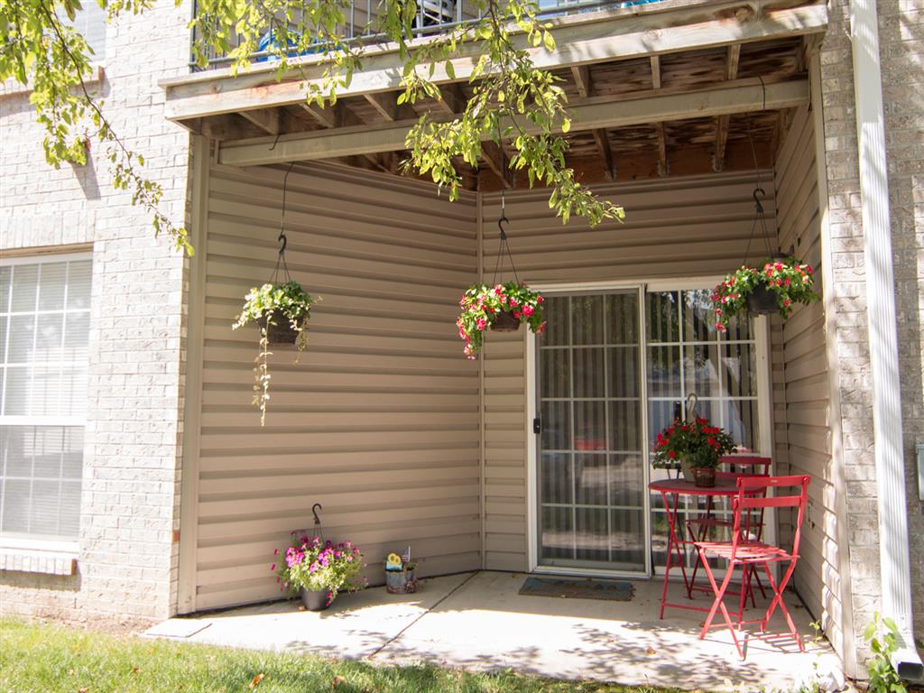 Private patio at Eagle Run Apartments in Omaha, NE