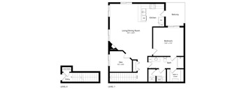 floor plan of a 1 bedroom apartment