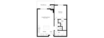 floor plan of 1 bedroom apartment