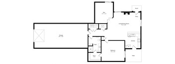 floor plan of a 1 bedroom apartment with den and attached garage